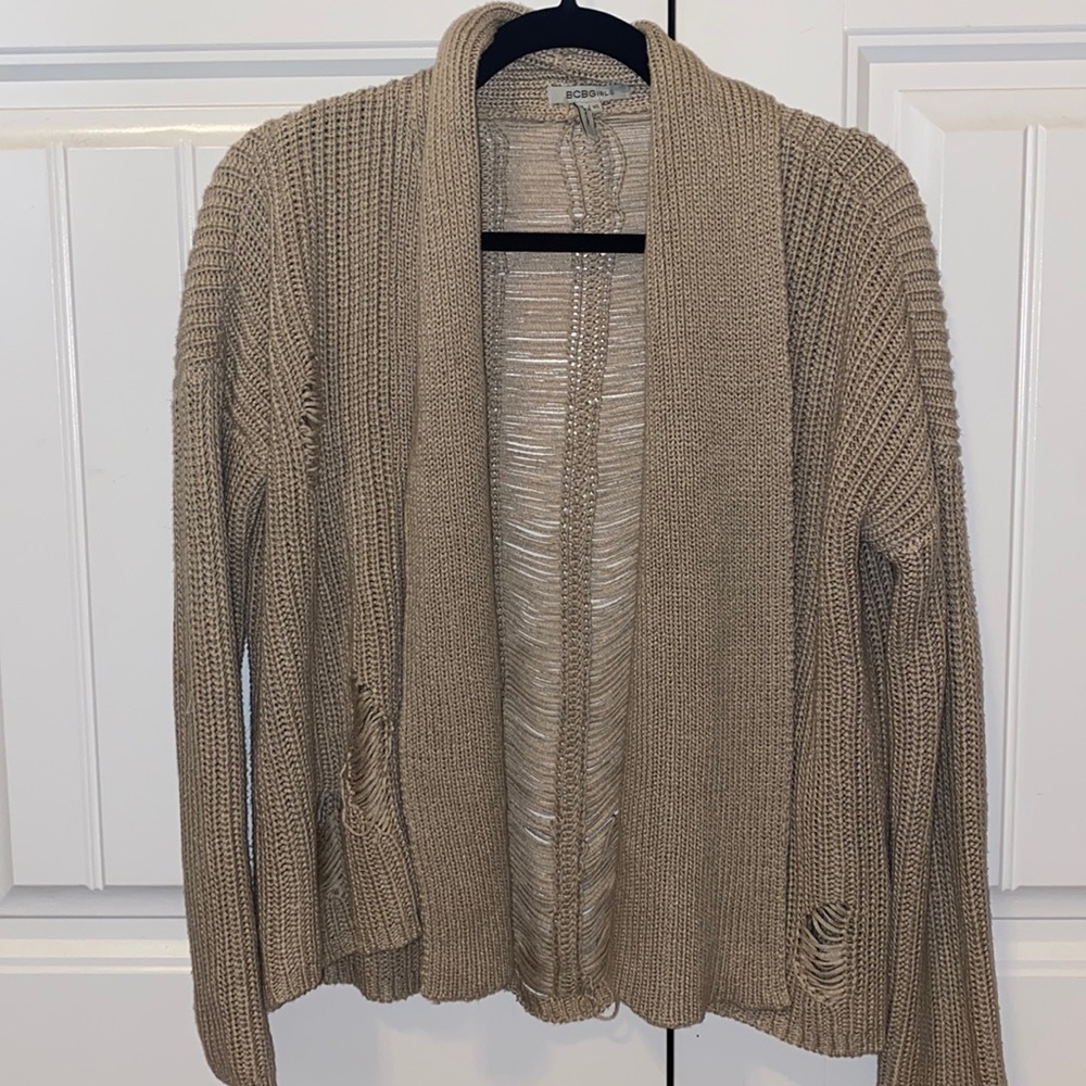 BCBG girls distressed cardigan sweater size XS